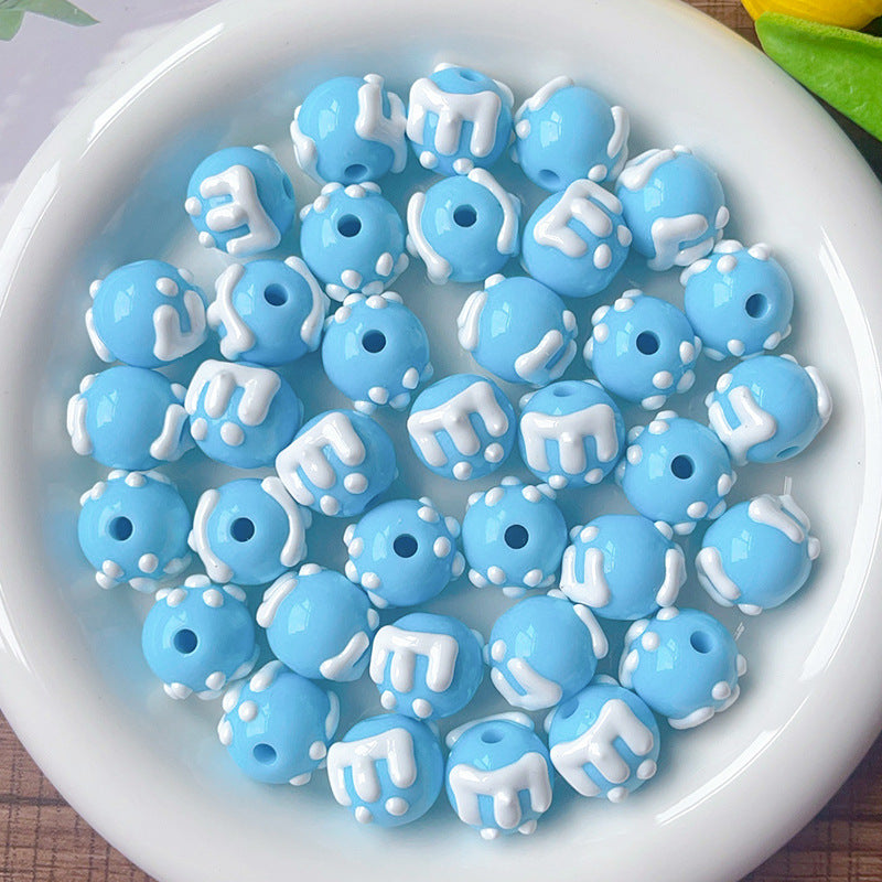 Wholesale 10pcs/pack Cream acrylic through-hole loose beads