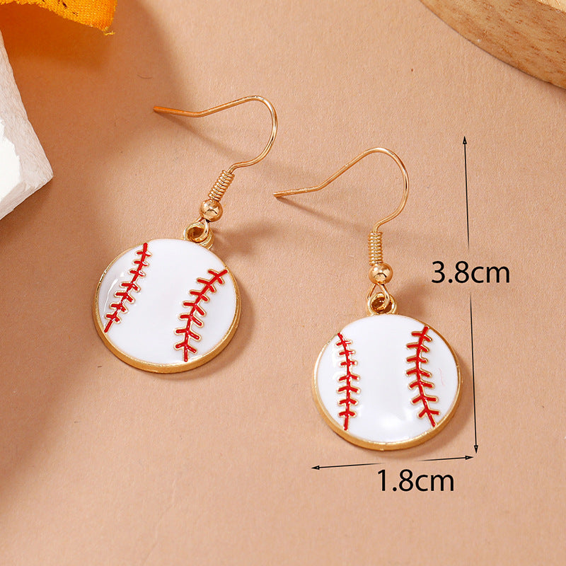 Wholesale Baseball Drip Oil Alloy Earrings