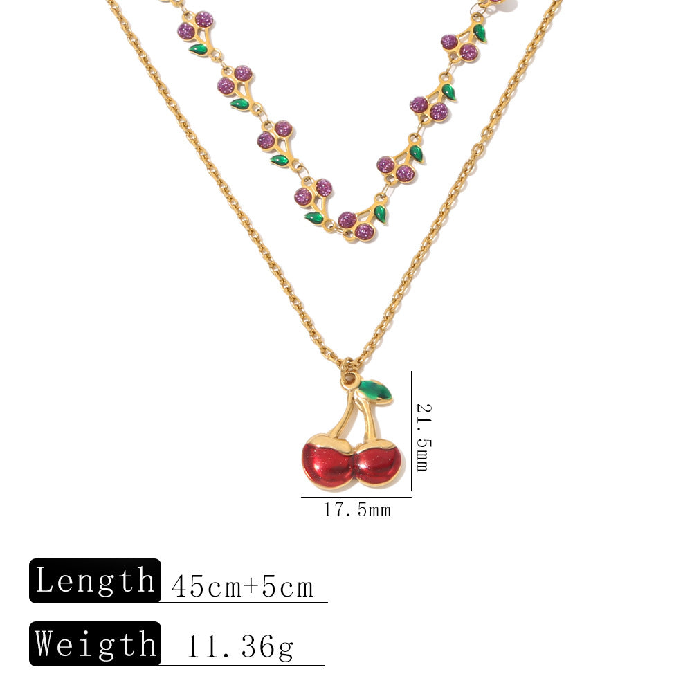 Wholesale Cherry Beaded Pearl Flower Pendant Necklace