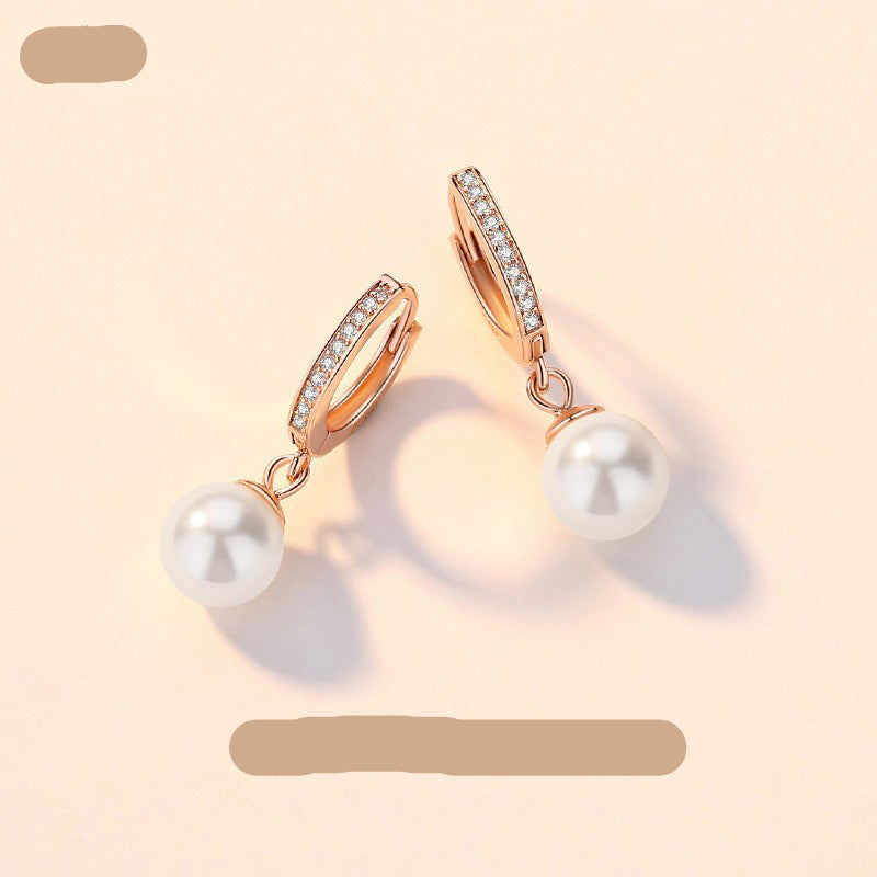 Wholesale Pearl sterling silver elegant rose gold earrings