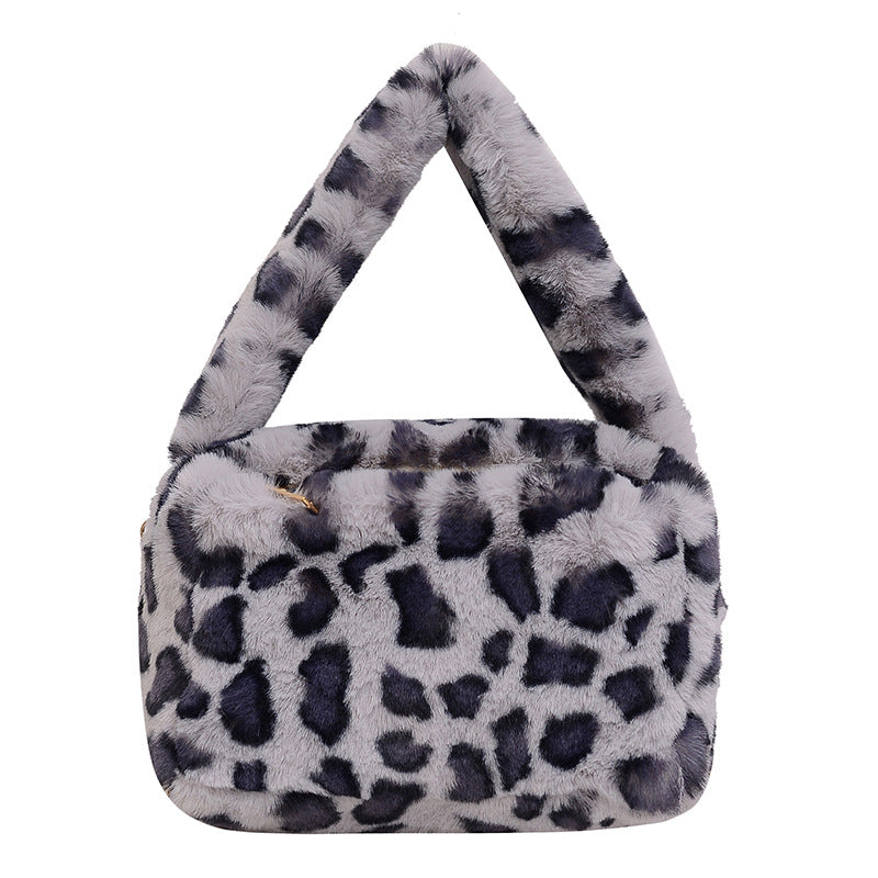 Wholesale Plush Leopard Crossbody Bag