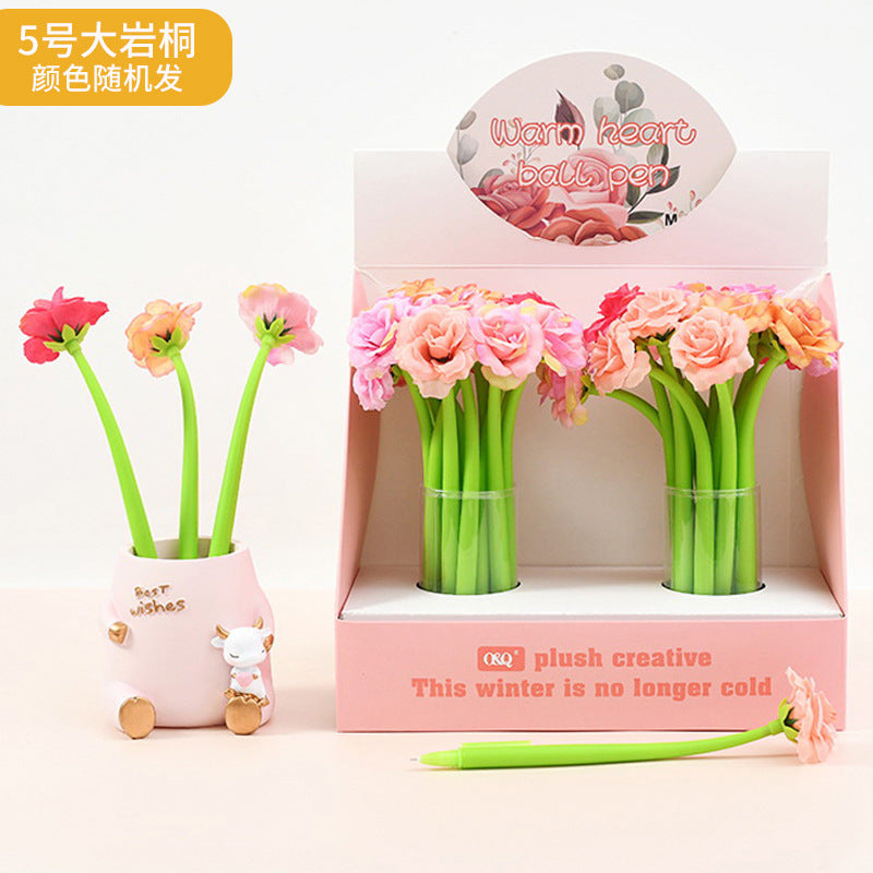 Wholesale Colorful flower soft silicone shaking  Plastic Pen