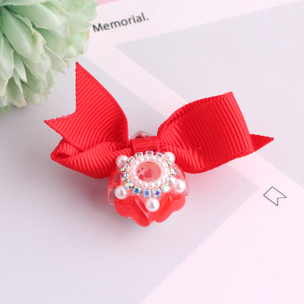 Wholesale Bow Heart Red Acrylic Loose Beads For DIY Phone Chain Keychain Bag Charm Craft Supplies Jewelry Making Gift