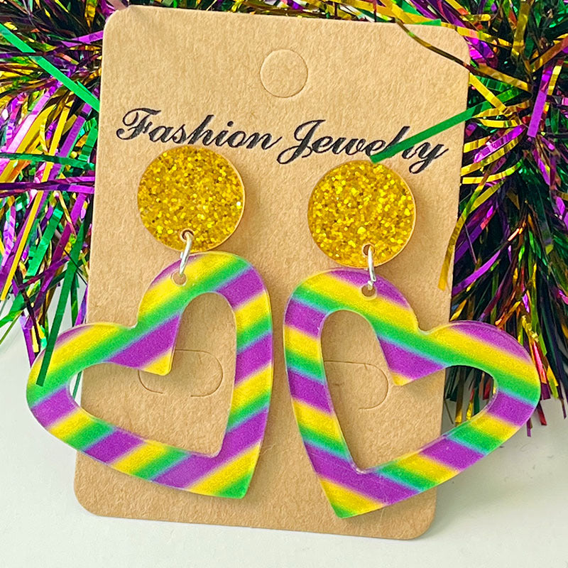 Wholesale 2 Pairs/pack Carnival Crocodile Lobster Love Acrylic  Mardi Gras Earrings