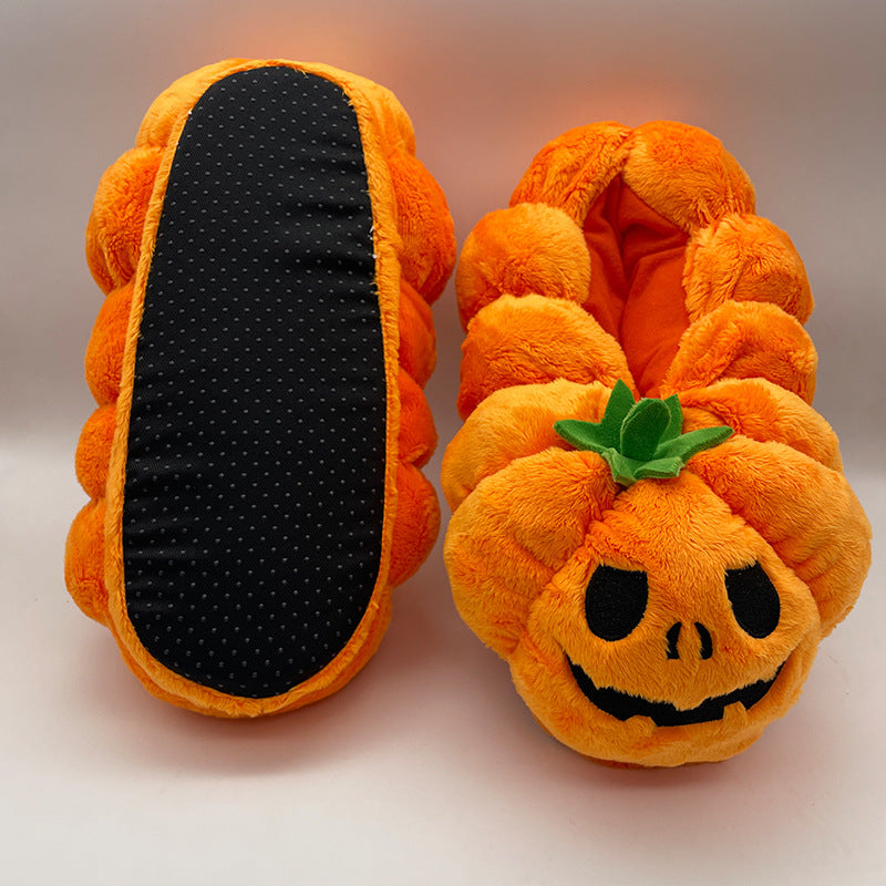 Wholesale Halloween Pumpkin Slippers Funny Pumpkin Plush Slippers