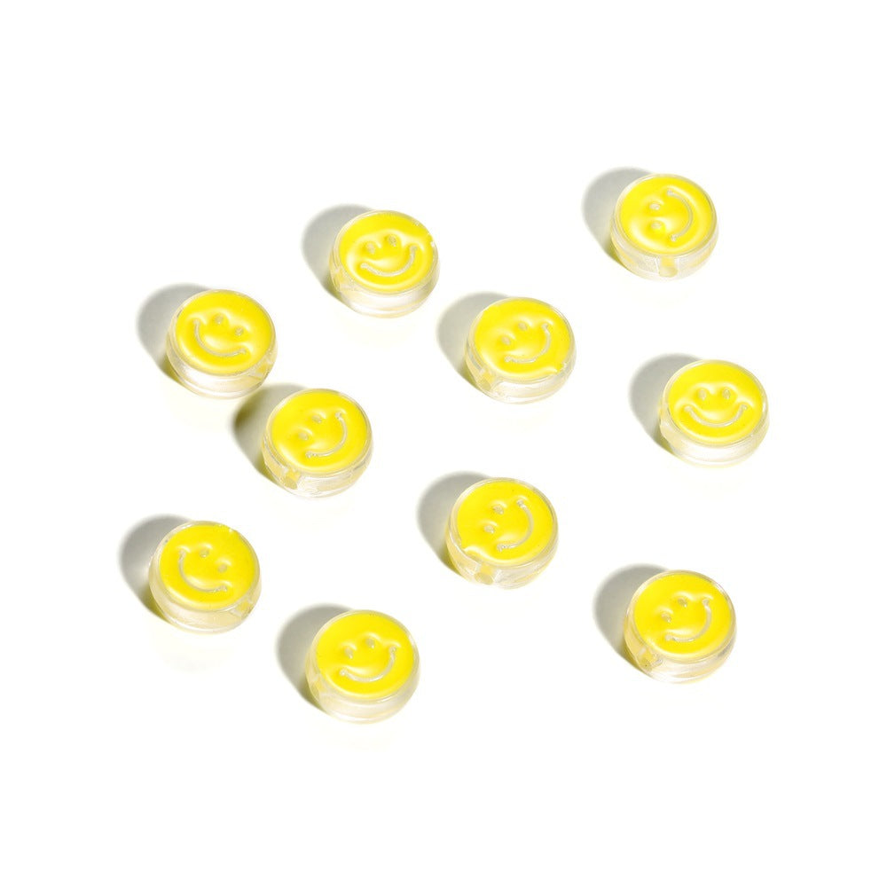 Wholesale 10pcs/pack  Acrylic Drip Oil Round Smile Beads