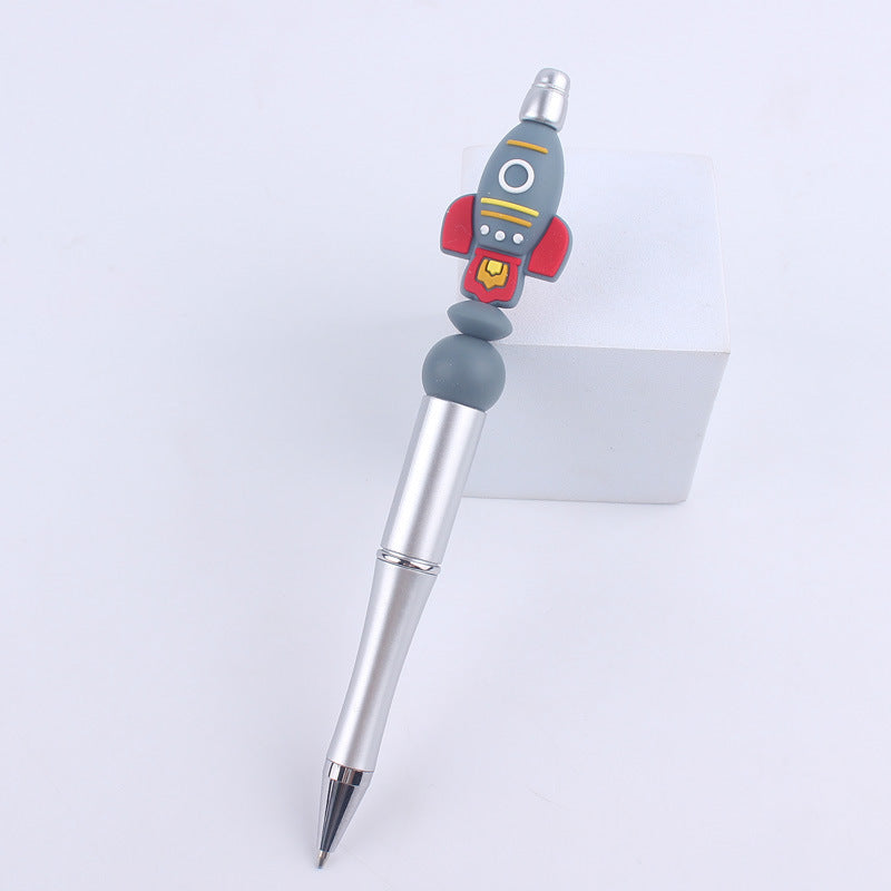 Wholesale Handmade Bead Pen Cartoon Rocket Astronaut Silicone Ballpoint Pen