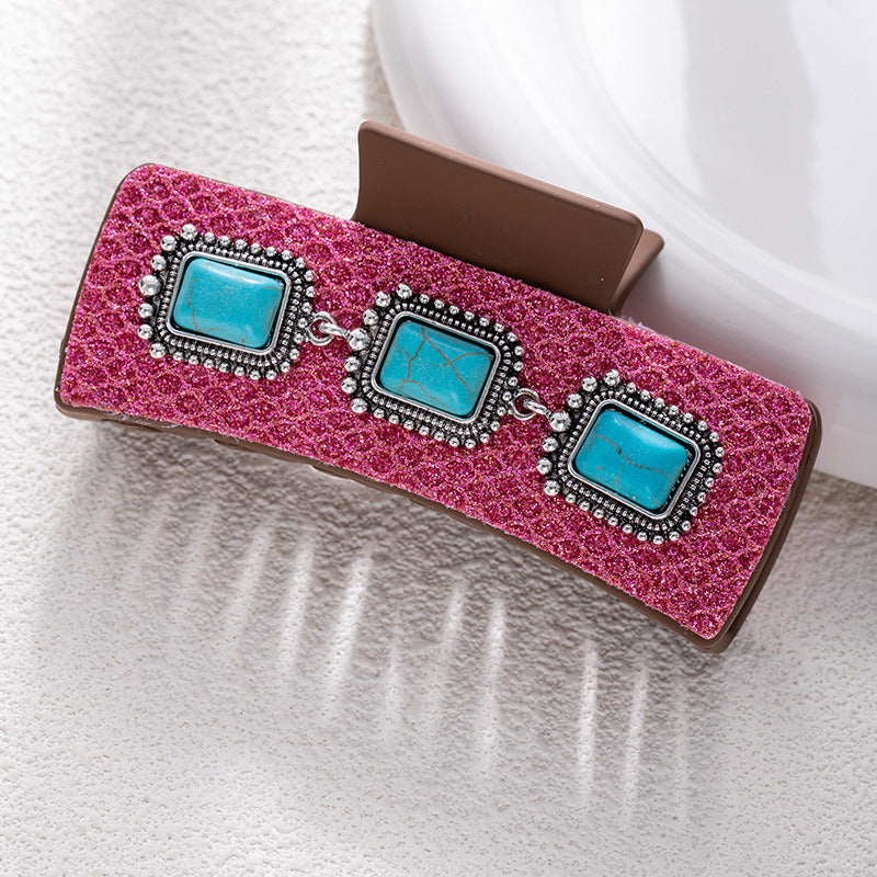 Wholesale Bohemian turquoise western style clip leather clip