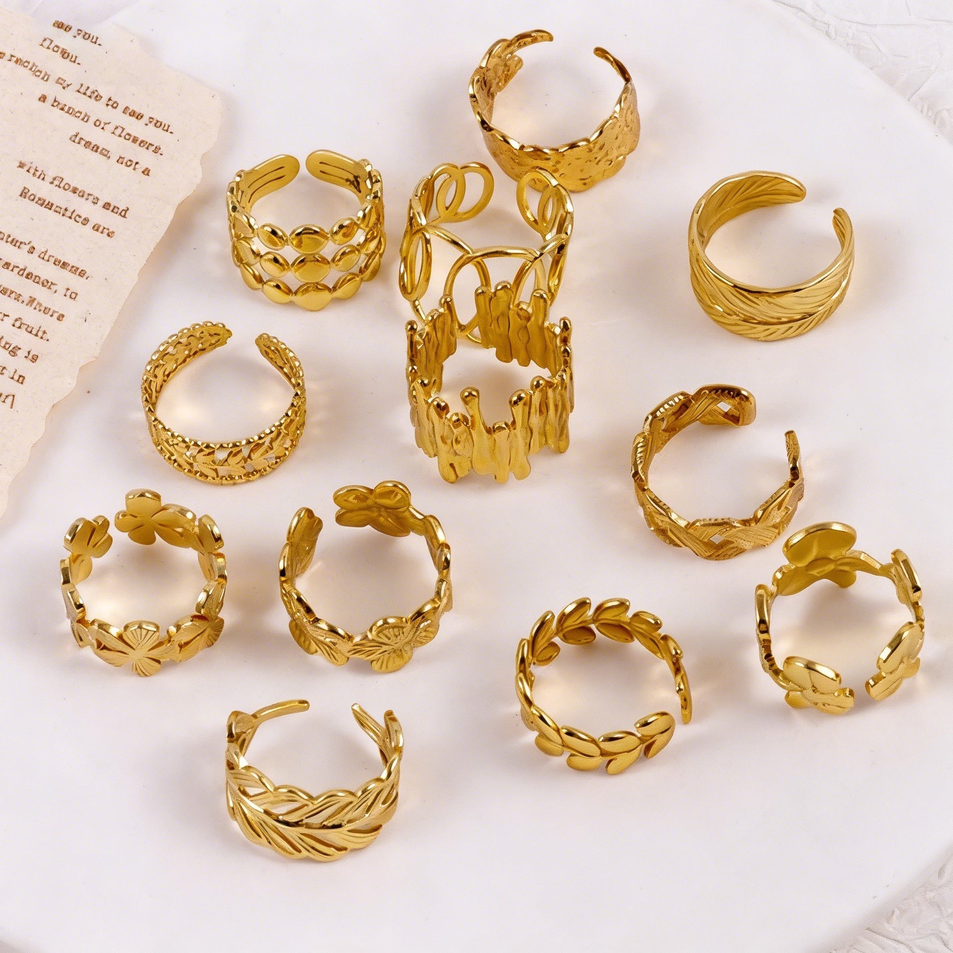 Wholesale 12pcs minimalist stainless steel hydraulic ring geometric ring