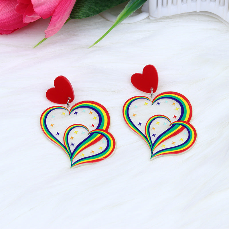 Wholesale Valentine' s Day Earrings Acrylic Splicing Fashionable t Heart Earrings