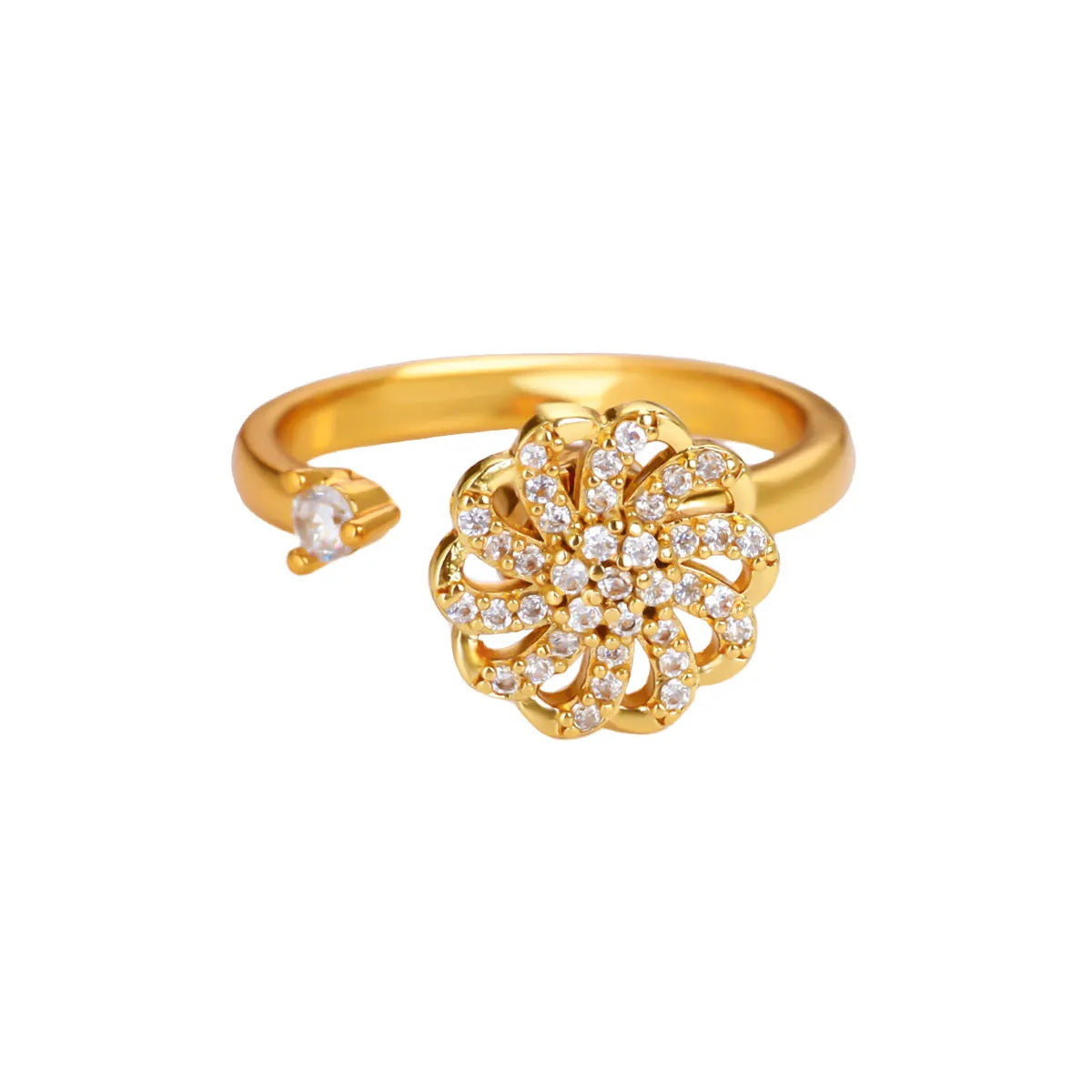 Wholesale simple rotatable sunflower decompression Open Ring