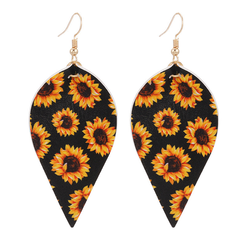 Wholesale Multilayer Leather Magnet Buckle Little Daisy Leopard Bracelet Jewelry Set