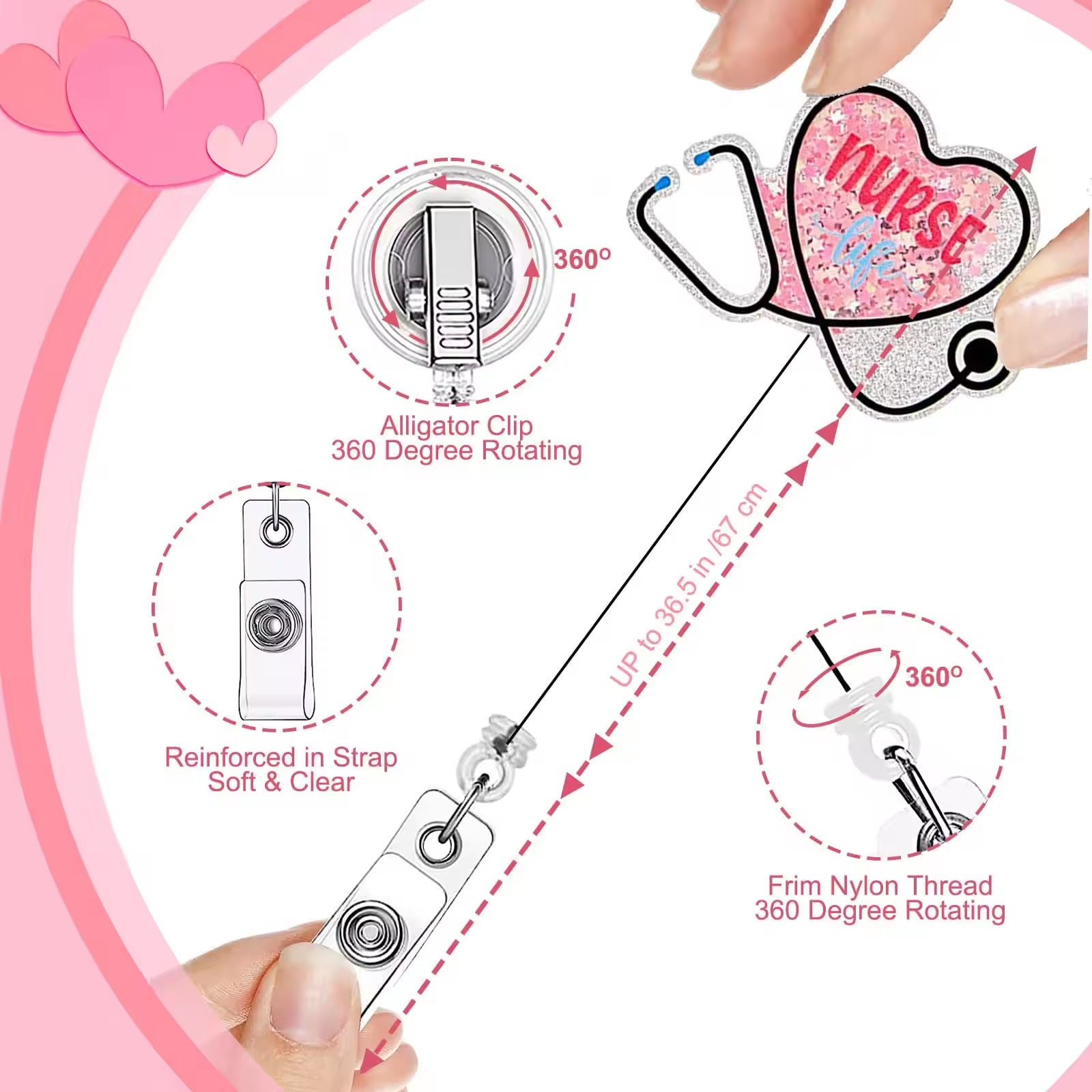 Wholesale Nurse Pen Set Retractable Badge Reel Keychain