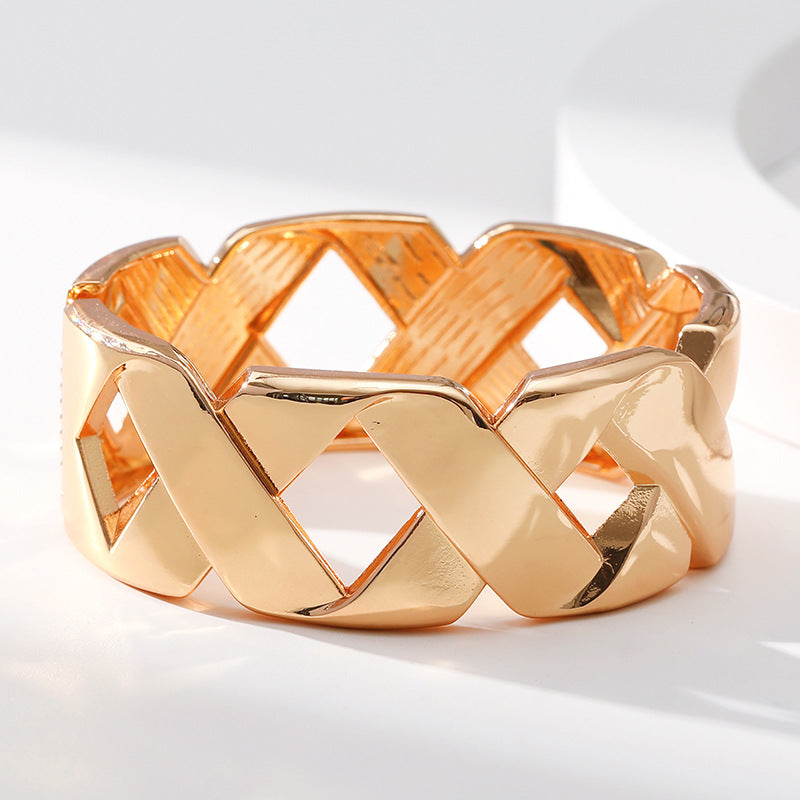 Wholesale X-shaped Design Hollow Widened Bracelet