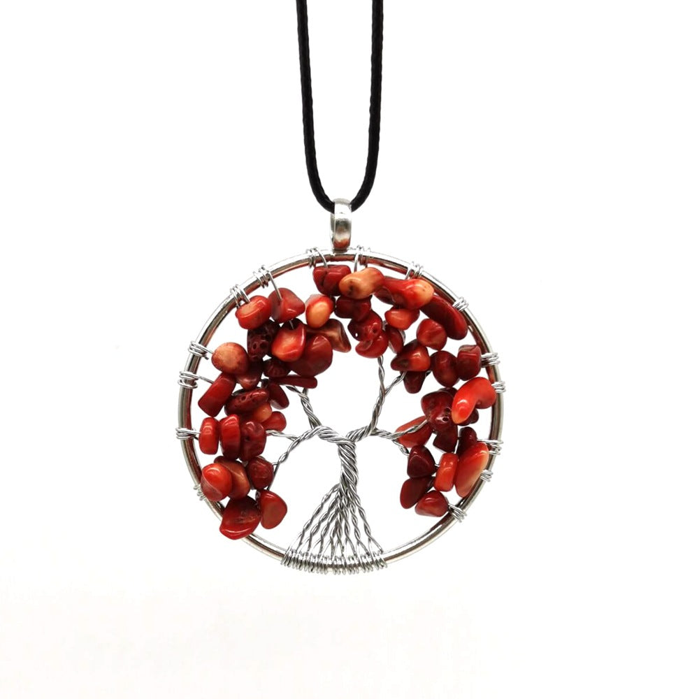 Wholesale Natural Colorful Crystal Life Tree Necklace