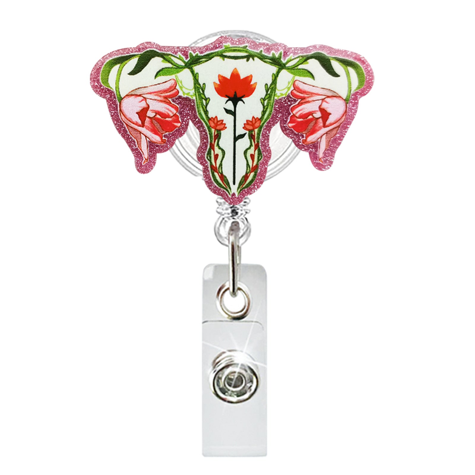 Wholesale Acrylic Skull Alligator Clip Retractable Badge Reel Easy Pull Buckle