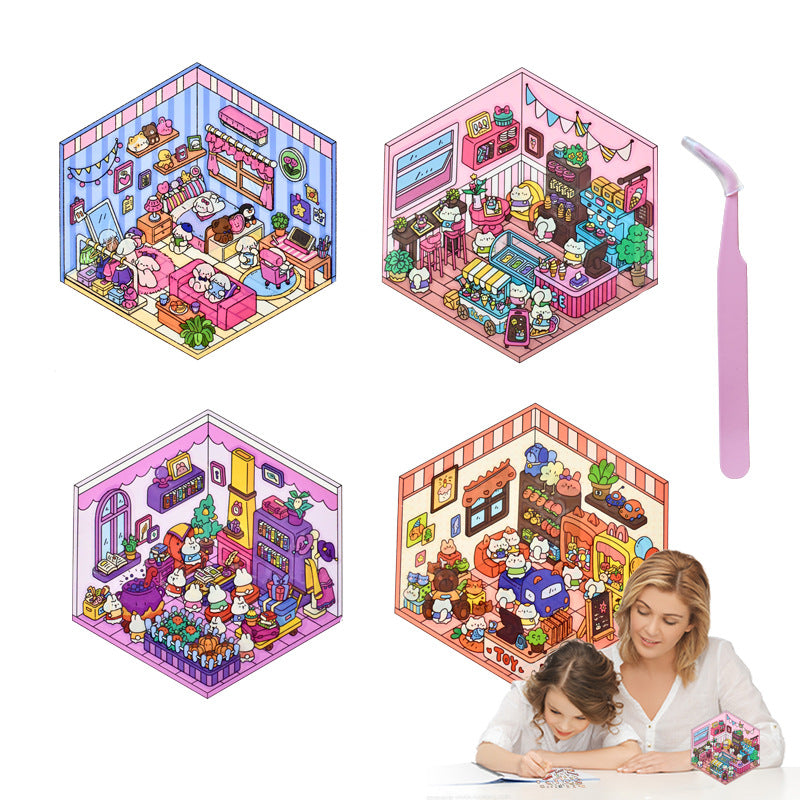 Wholesale decompression miniature scene 2.5D sticker refrigerator magnet