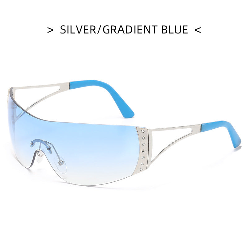 Gafas de sol de PC de diamante de marco grande al por mayor