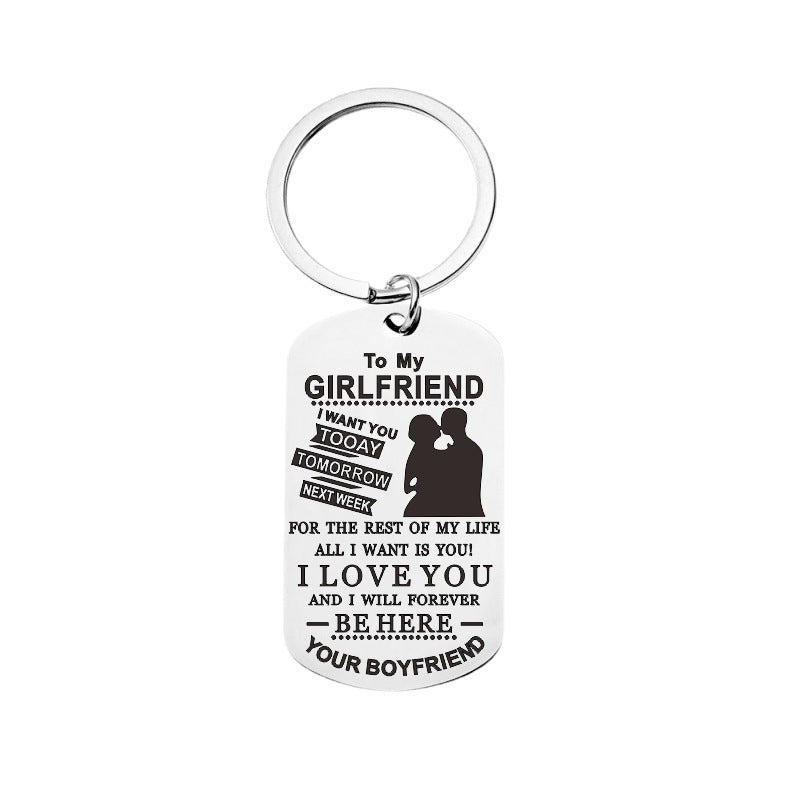 Wholesale Stainless Steel Laser Engraving Valentine's Day Keychain