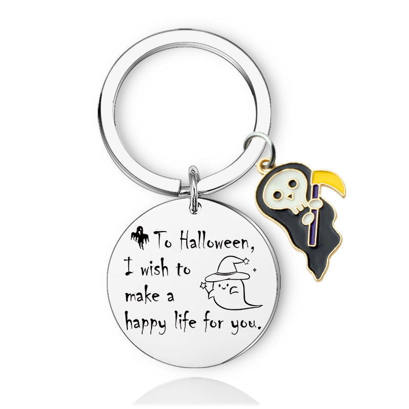 Wholesale Halloween Double Sided Stainless Steel New Cartoon Ghost Keychain