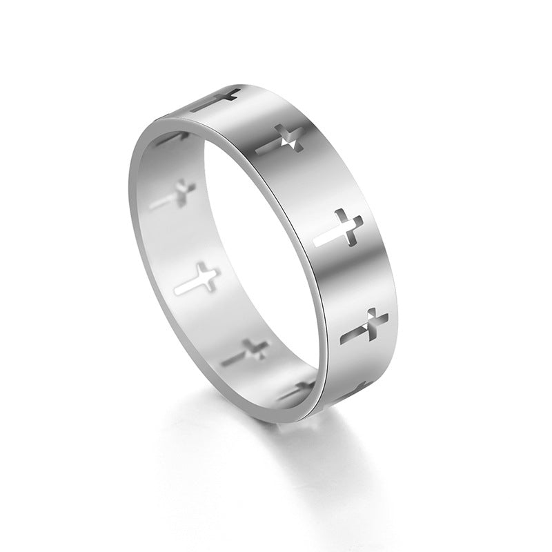 Wholesale Hollow Cross Stainless Steel Ring