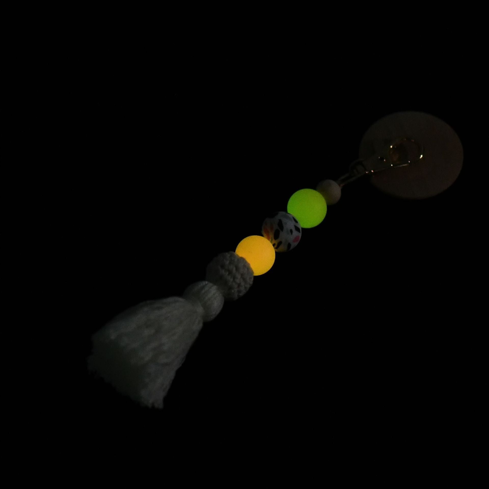 Llavero de madera de madera de cuenta de silicona fluorescente al por mayor