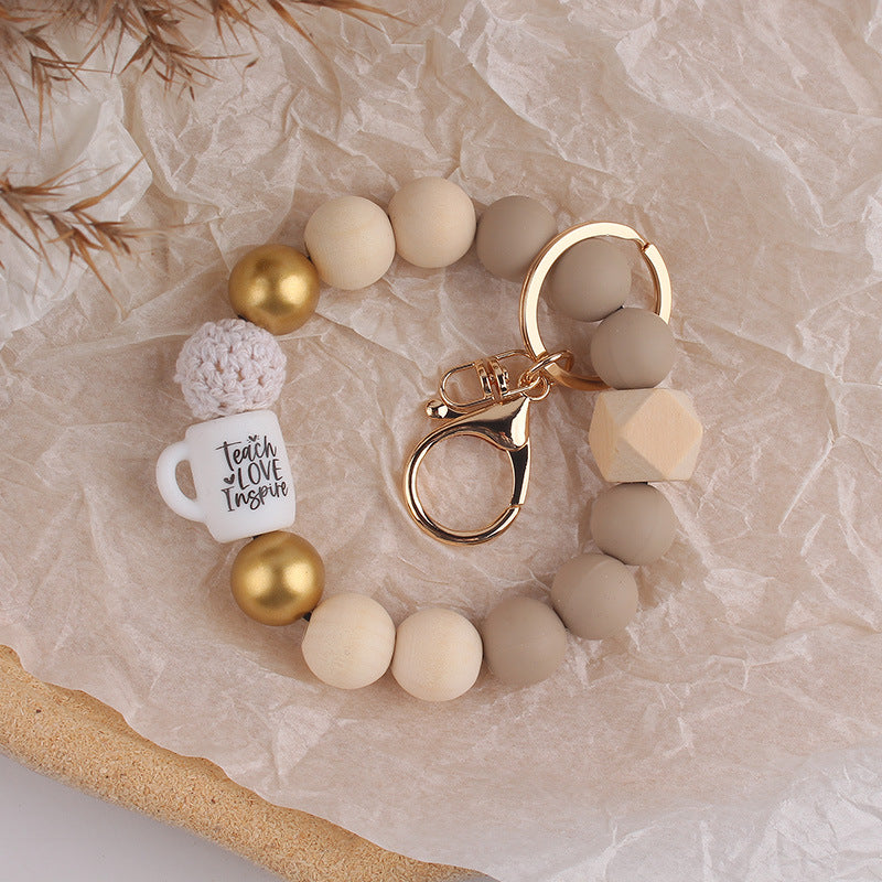 Wholesale Silicone Cup   Bracelet Teacher' s Day Wristlet Keychain