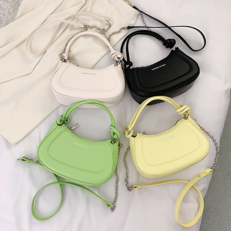 Wholesale Pressed Solid Color Chain Versatile Underarm Bag