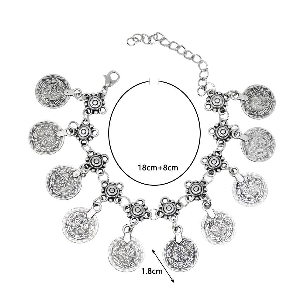 Wholesale Vintage Antique Silver Coin Tassel Bracelet