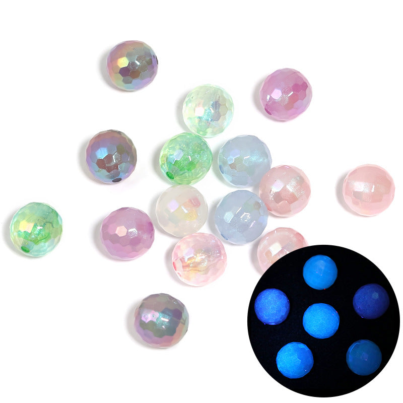 Wholesale  Random 100pcs/pack  Luminous Acrylic Faceted Acrylic Beads