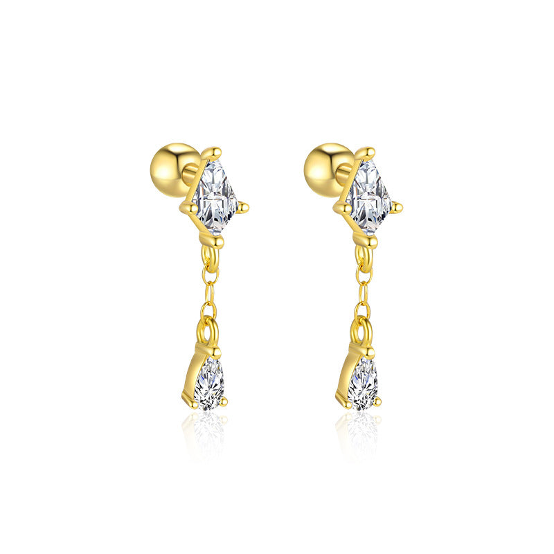 Wholesale Star Moon Zircon Round Head Earnail Ear Studs