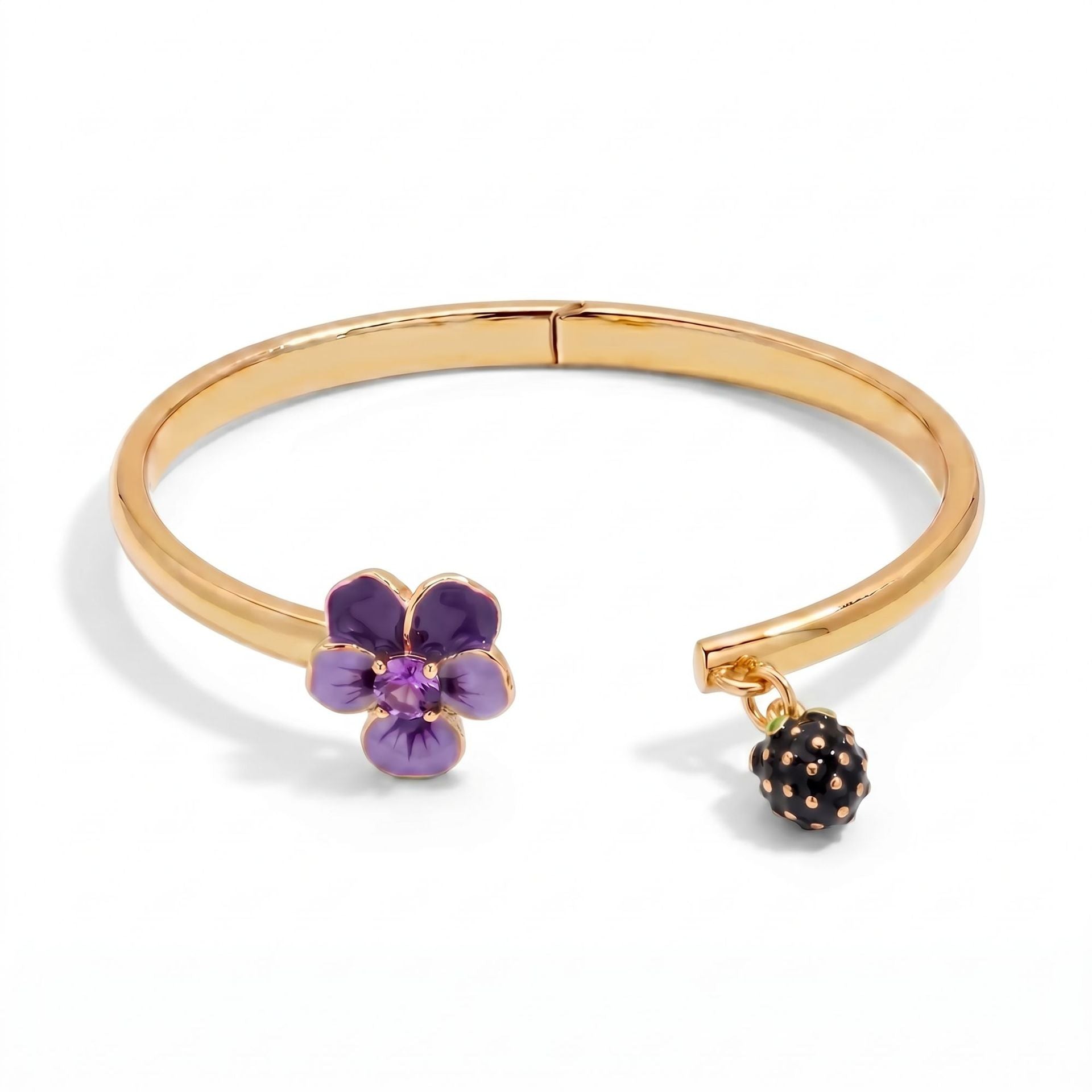 Wholesale Enamel Fruit Open Bangle Bracelet Gold Plated With Pomegranate Strawberry Cherry Watermelon Motifs Women S Fashion Jewelry Gift