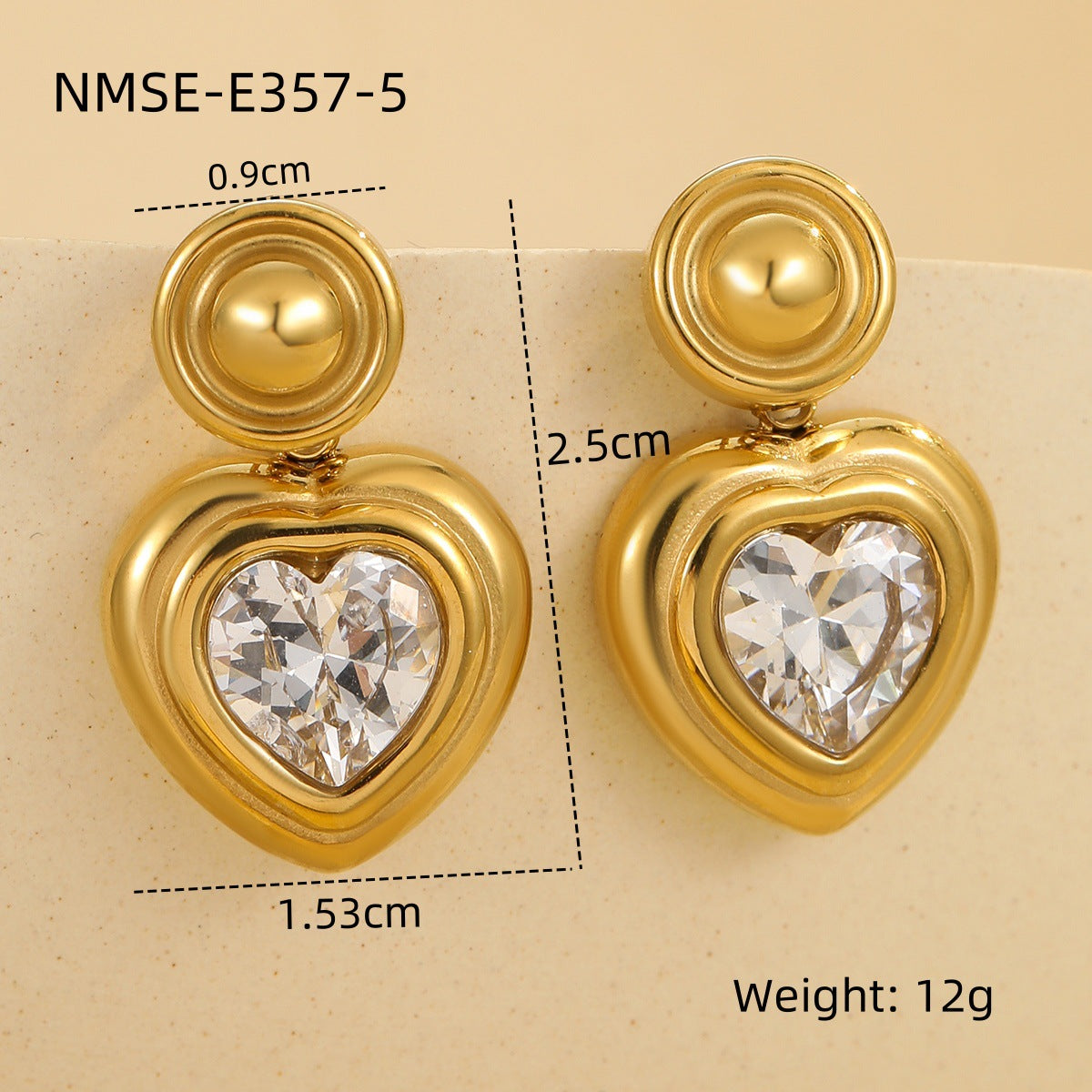 Wholesale Droplet shaped heart-shaped geometric shape Stainless Steel Earrings