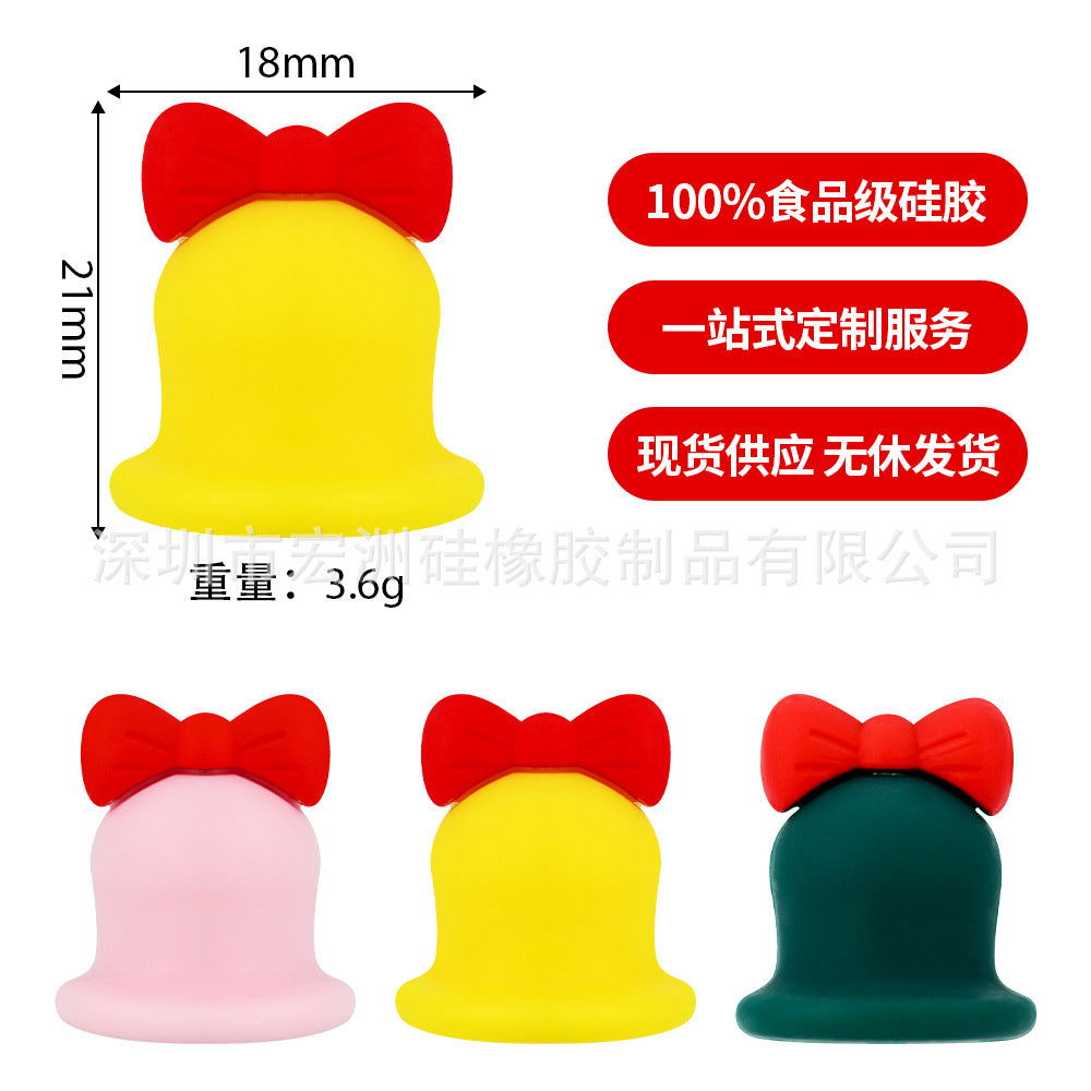 Wholesale 10pcs/ pack Christmas bell food grade silicone baby teether DIY loose beads