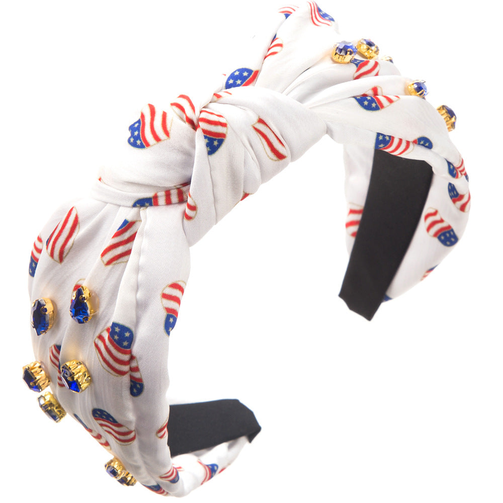 Wholesale Holiday Party Full Diamond Red White and Blue Super Flash Headband