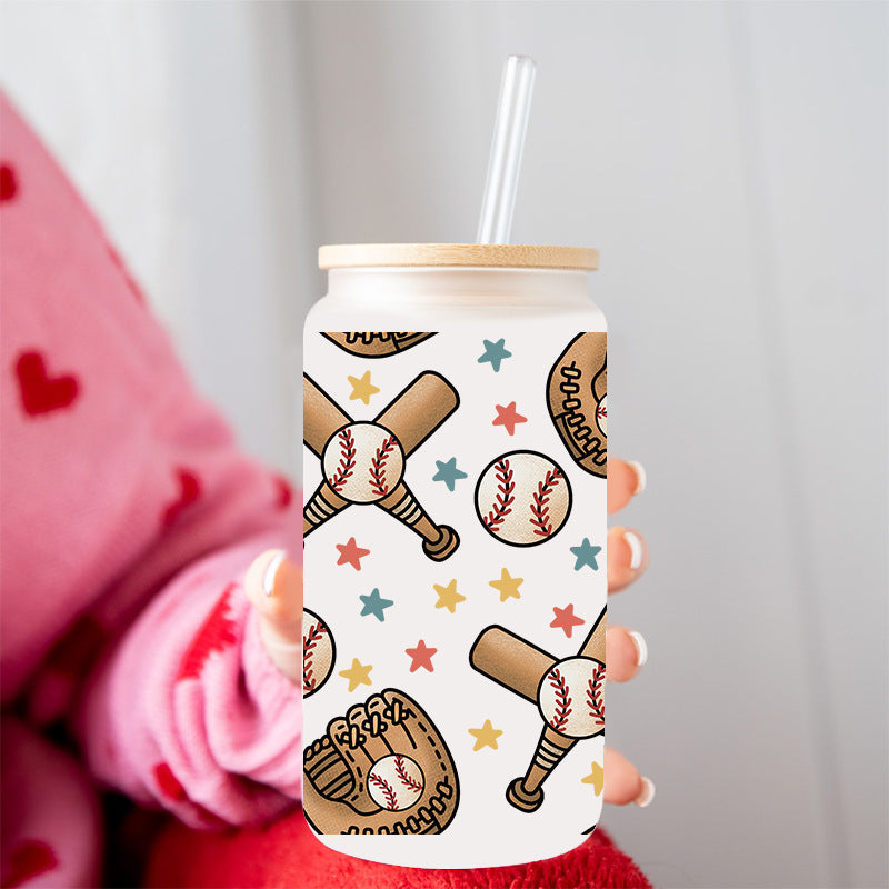 Wholesale Baseball rugby helmet sports 16oz Cup UV DTF Wraps