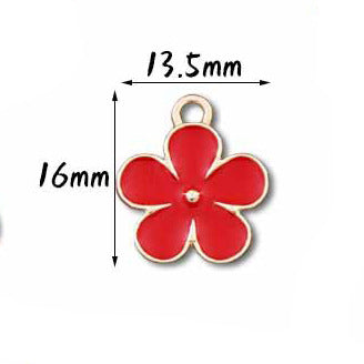 Wholesale 10pcs Small Flower Diy Alloy Oil Drip Keychain Pendant