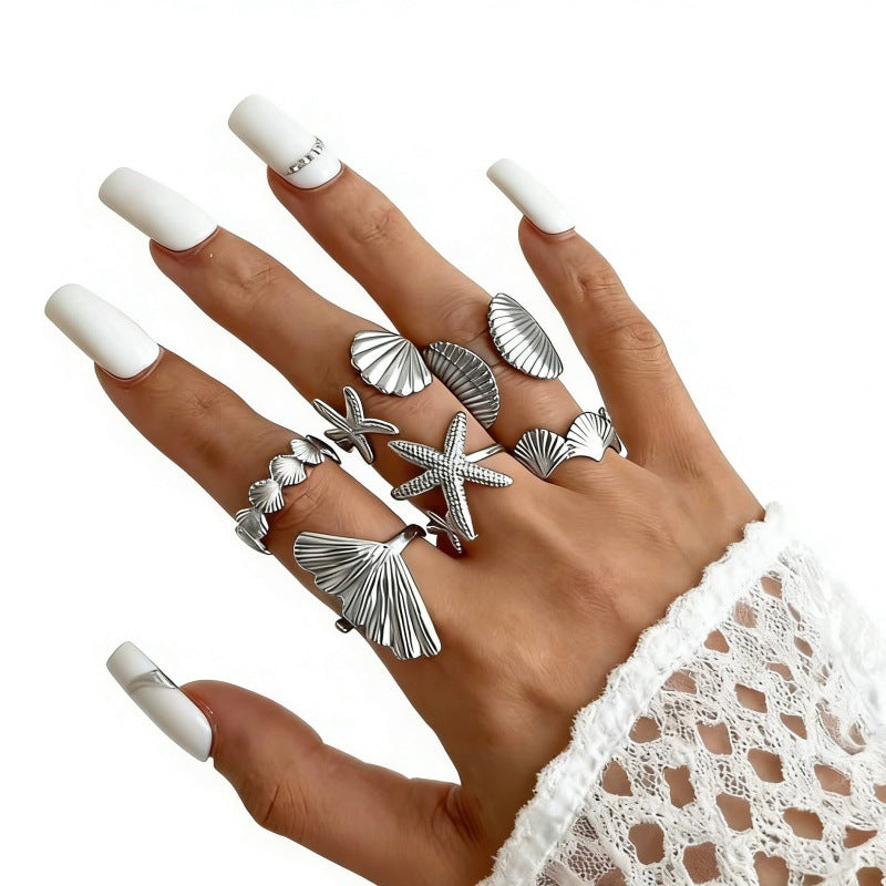 Wholesale Geometric Retro Irregular Diamond Set Ring Set