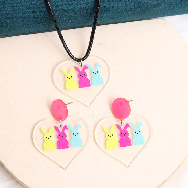 Wholesale Valentine's Day Love Colorful Rabbit Acrylic Earrings