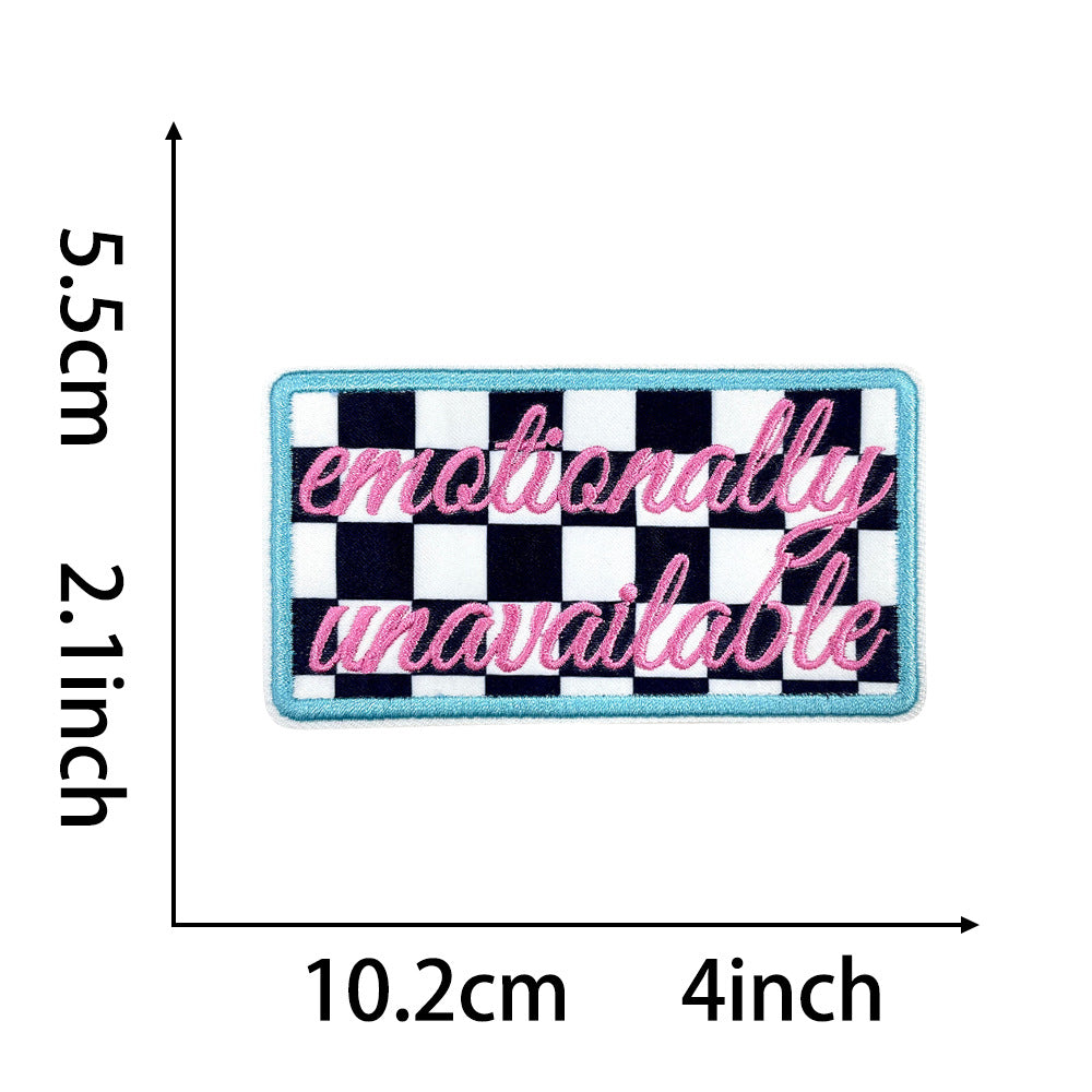 Wholesale 20 Styles Pink Letter Gold Plaid Polyester DIY Iron On Embroidered Patches For Shoes Hats Stylish Gift