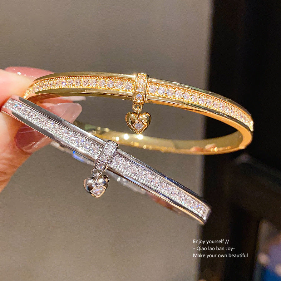 Wholesale genuine gold electroplated zircon heart-shaped buckle bracelet