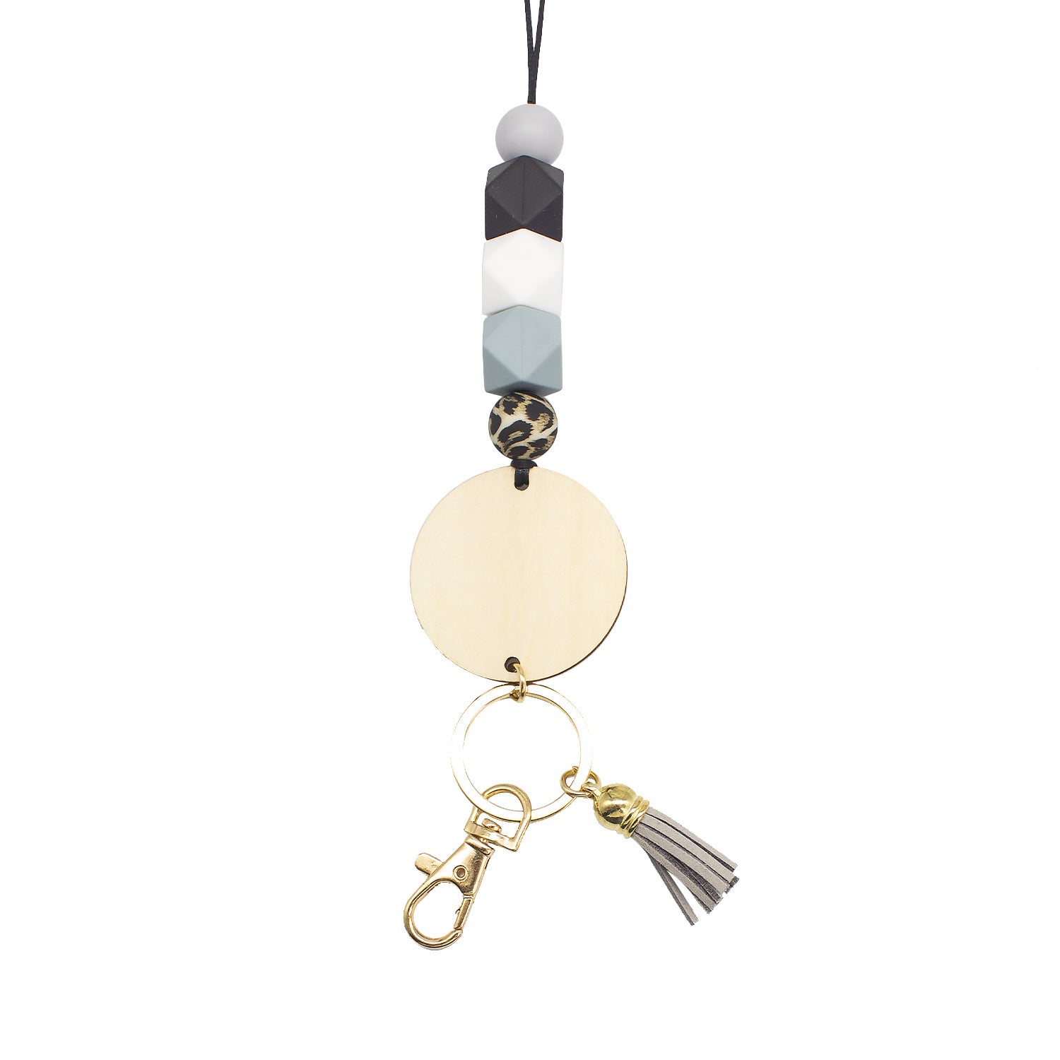 Wholesale Silicone Beaded Wooden Sign Acrylic Lanyard Keychain