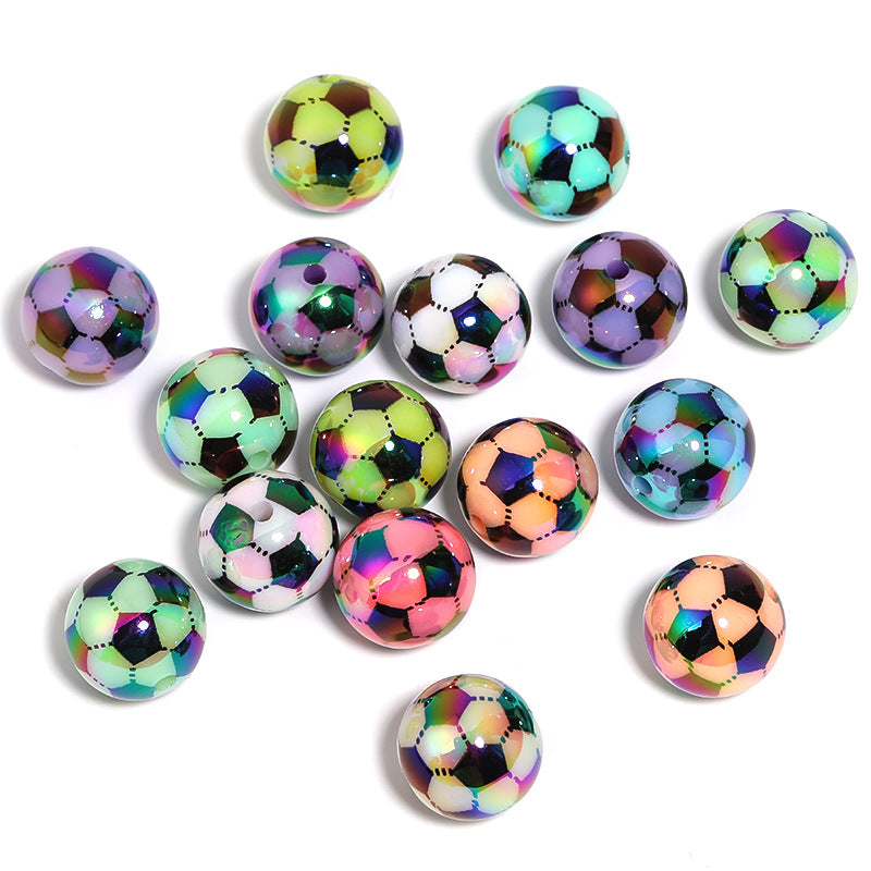 Wholesale  Random 100pcs/pack   Acrylic Colorful Soccer Beads Acrylic Beads