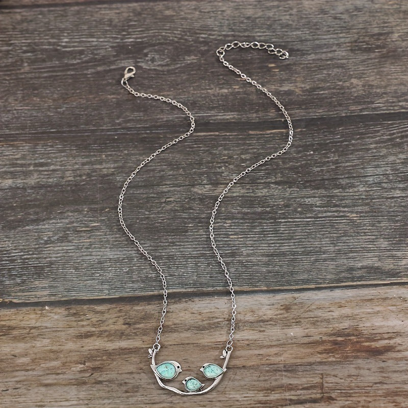 Wholesale Sparrow Sky Blue Sticker Alloy Necklace