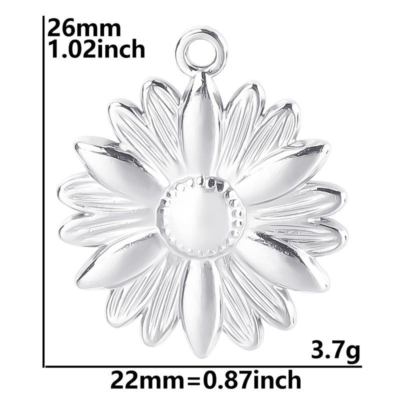 Wholesale Stainless Steel Gold Sunflower Colorful Pendant Accessories