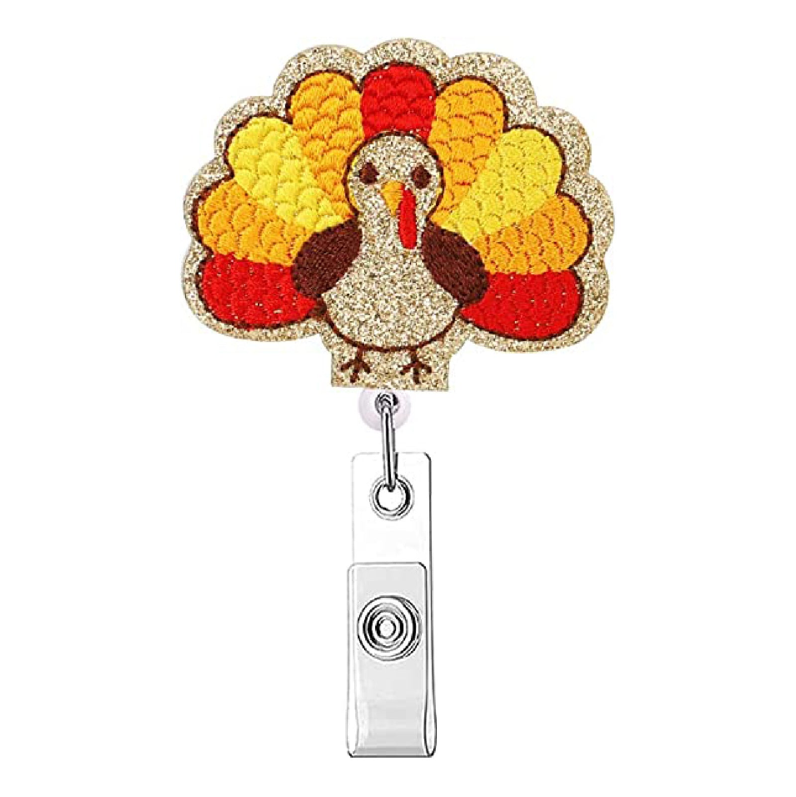 Wholesale ABS Festival Series Sparkling Pink Turkey Love Egg Maple Leaf Emblem Scroll Retractable Keychain