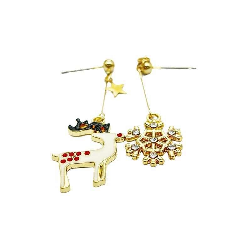 Wholesale  Christmas Hat Elk Christmas Bell Earrings