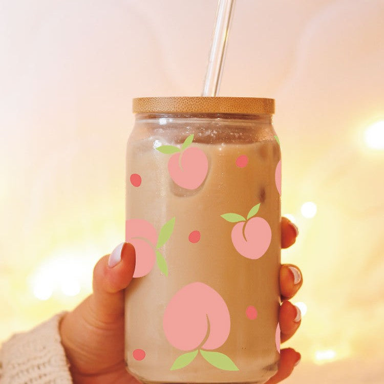 Wholesale Cute Cartoon Pink Strawberry Bow 16oz Cup UV DTF Wraps