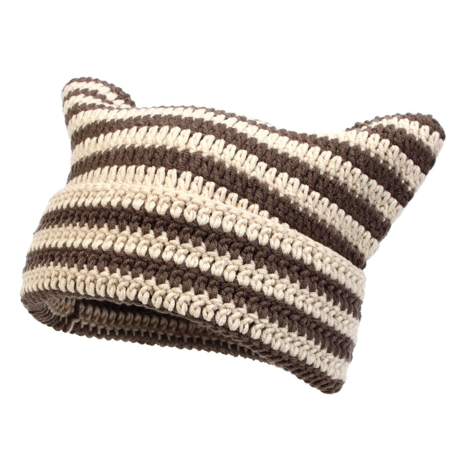 Wholesale Crochet Wool Cat Ears Striped Hat