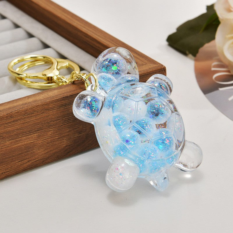 Wholesale Acrylic flowing sand turtle keychain